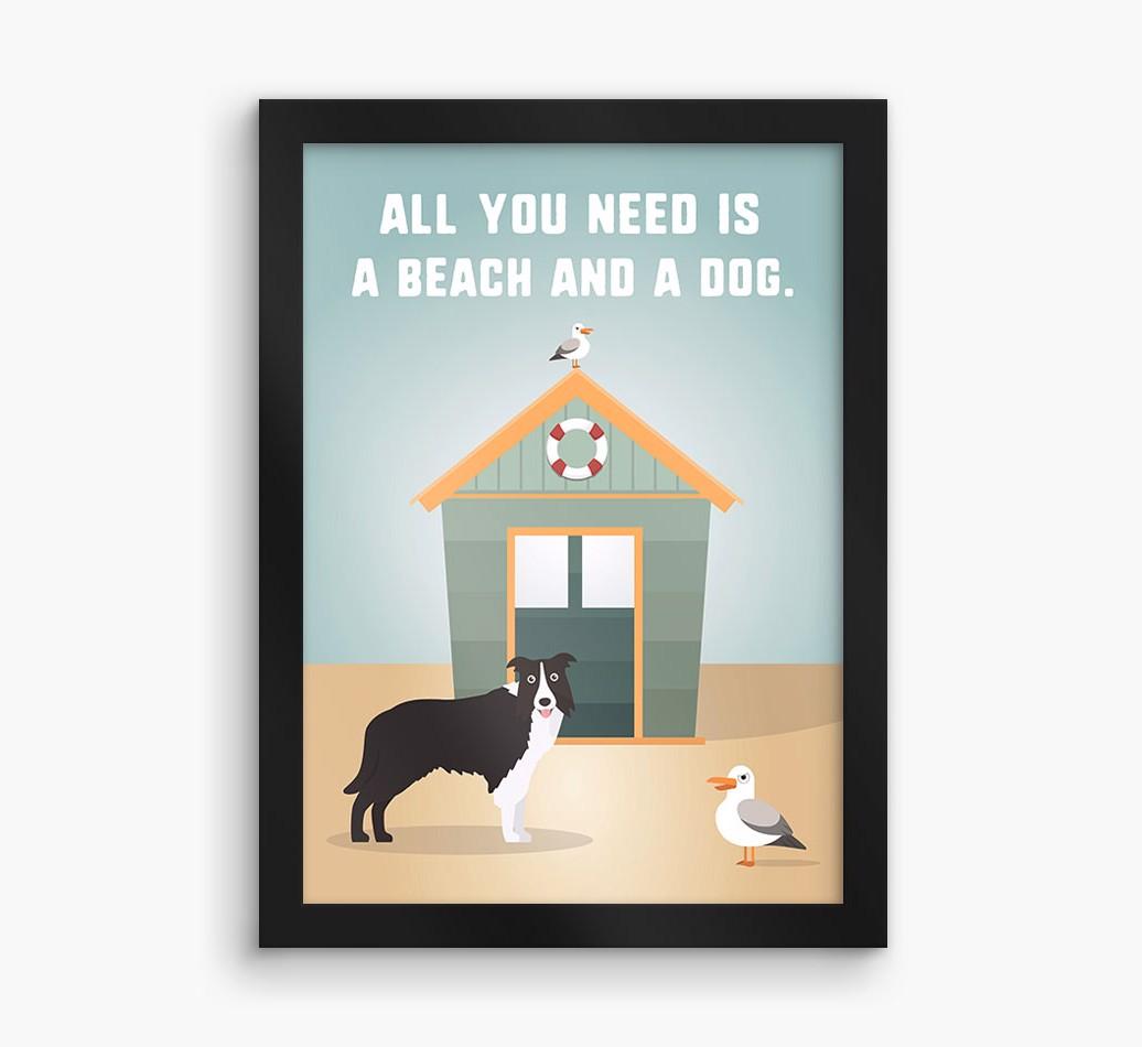 'Beach and a Dog' Print with {breedFullName} Icon