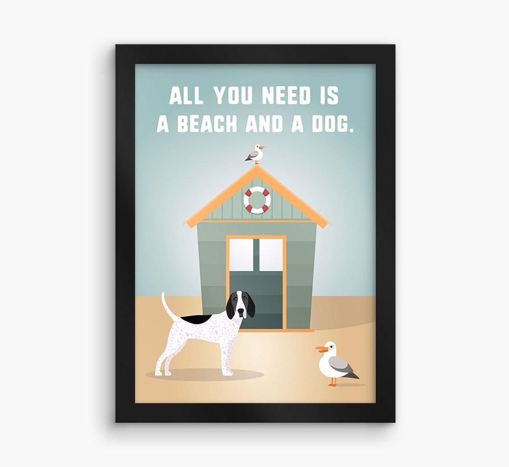 'Beach and a Dog' Print with {breedFullName} Icon