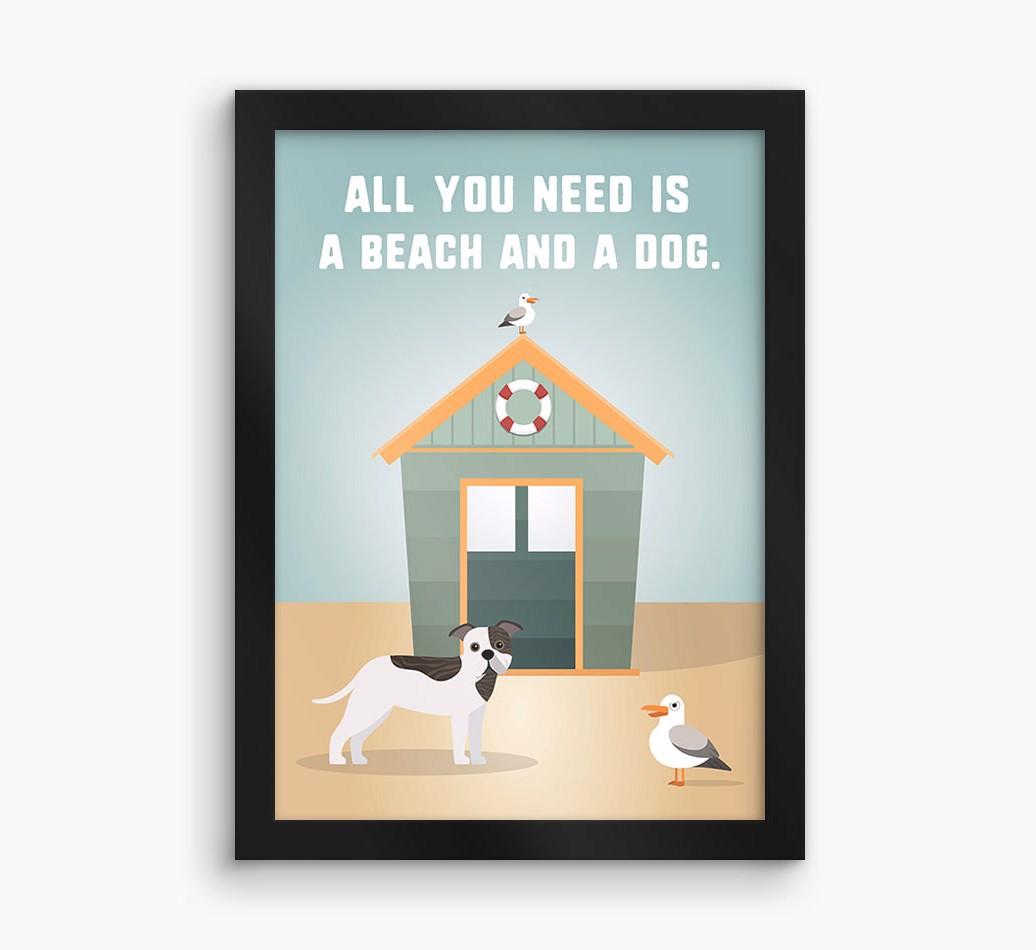 'Beach and a Dog' Print with {breedFullName} Icon