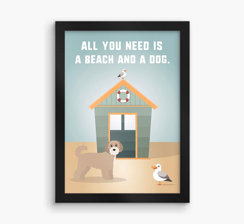 'Beach and a Dog' Print with {breedFullName} Icon