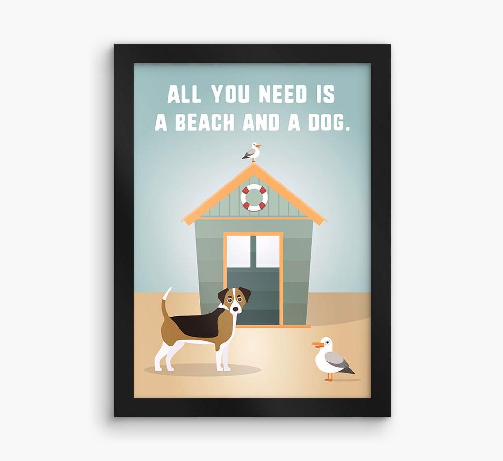 'Beach and a Dog' Print with {breedFullName} Icon