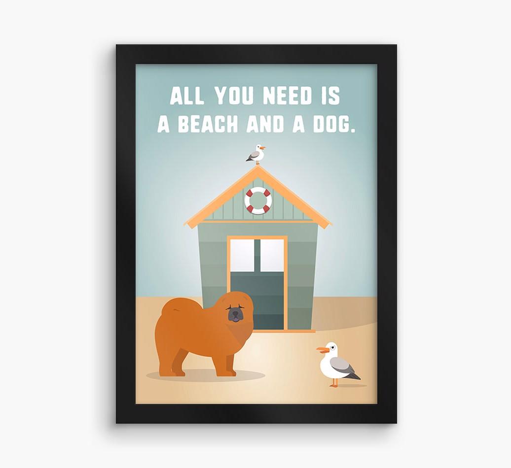 'Beach and a Dog' Print with {breedFullName} Icon