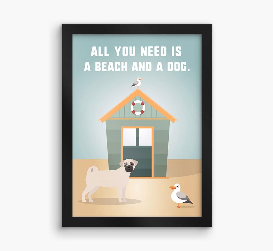 'Beach and a Dog' Print with {breedFullName} Icon