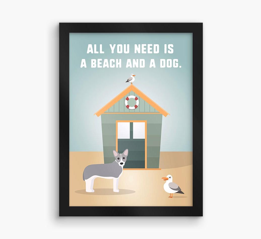 'Beach and a Dog' Print with {breedFullName} Icon