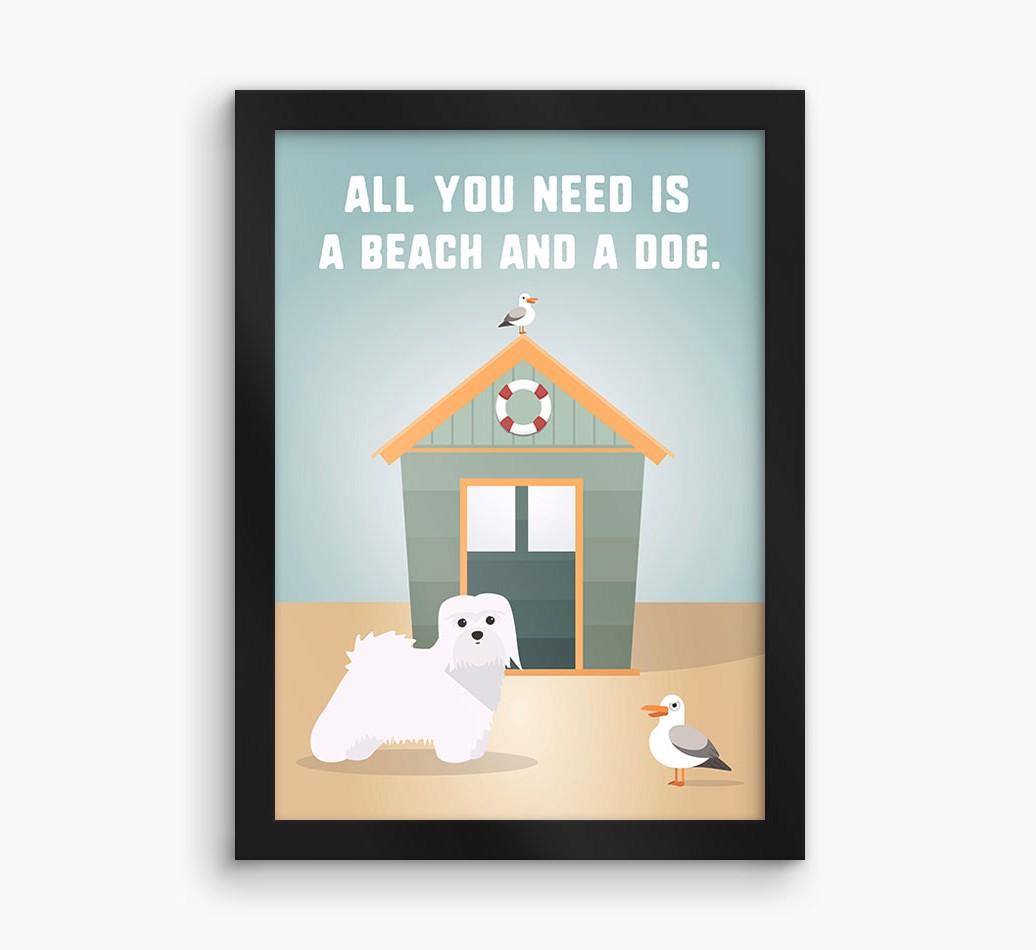 'Beach and a Dog' Print with {breedFullName} Icon