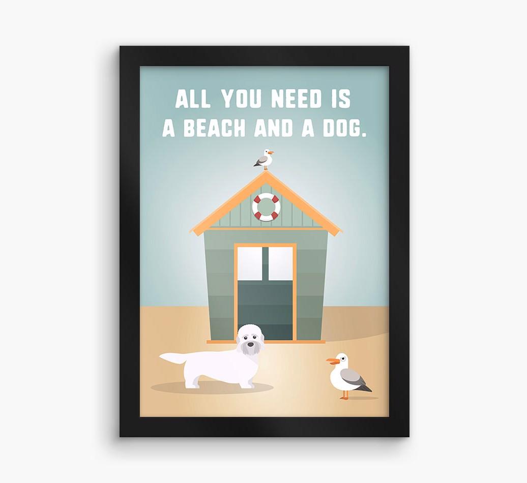 'Beach and a Dog' Print with {breedFullName} Icon
