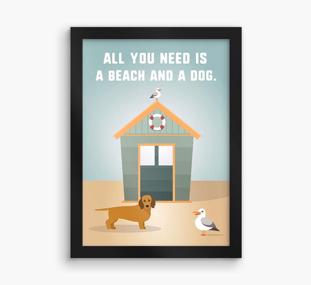 'Beach and a Dog' Print with {breedFullName} Icon