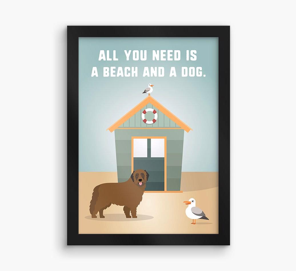 'Beach and a Dog' Print with {breedFullName} Icon