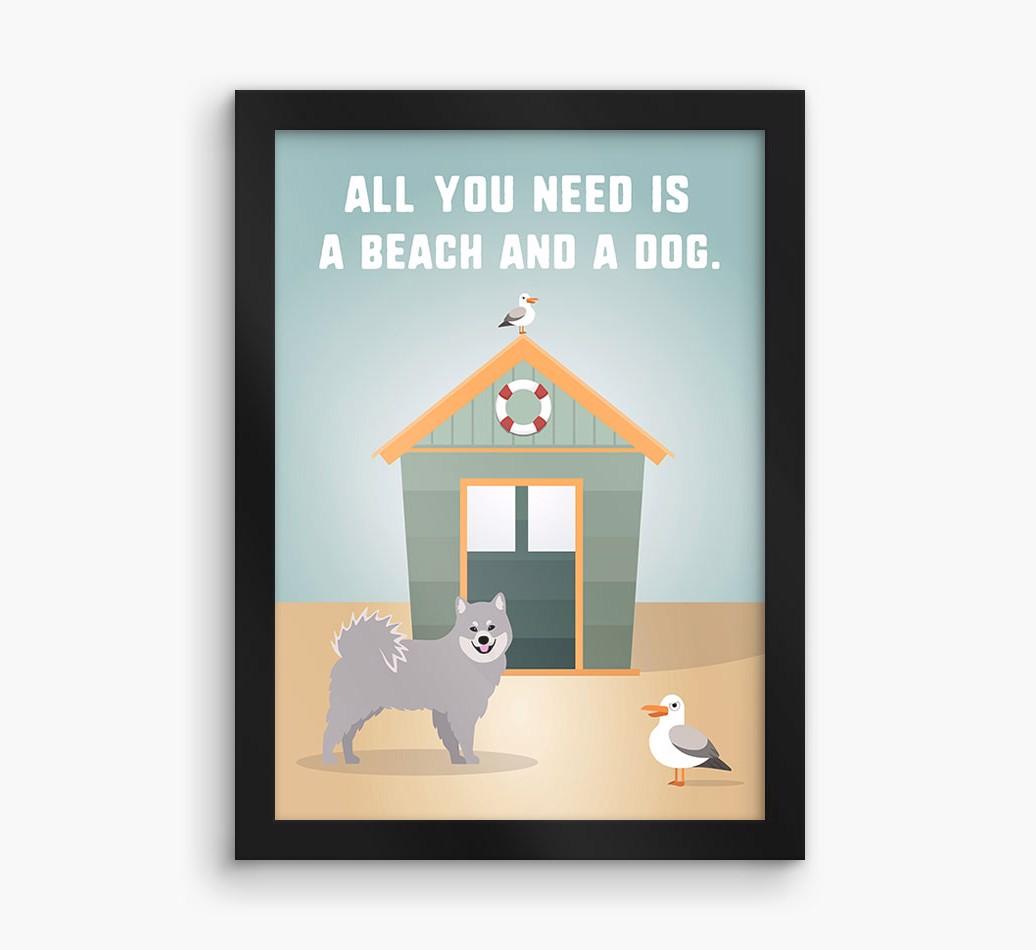 'Beach and a Dog' Print with {breedFullName} Icon