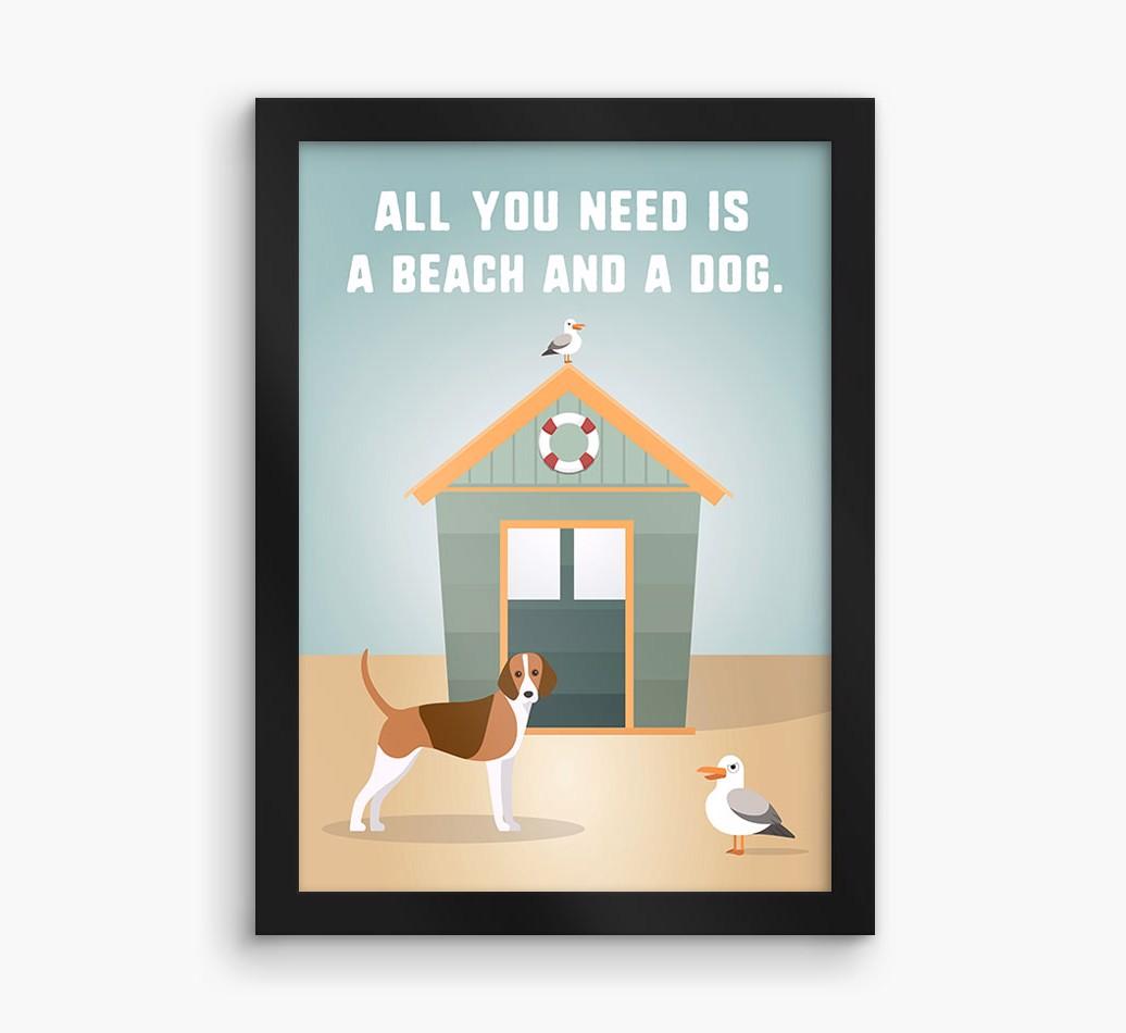 'Beach and a Dog' Print with {breedFullName} Icon