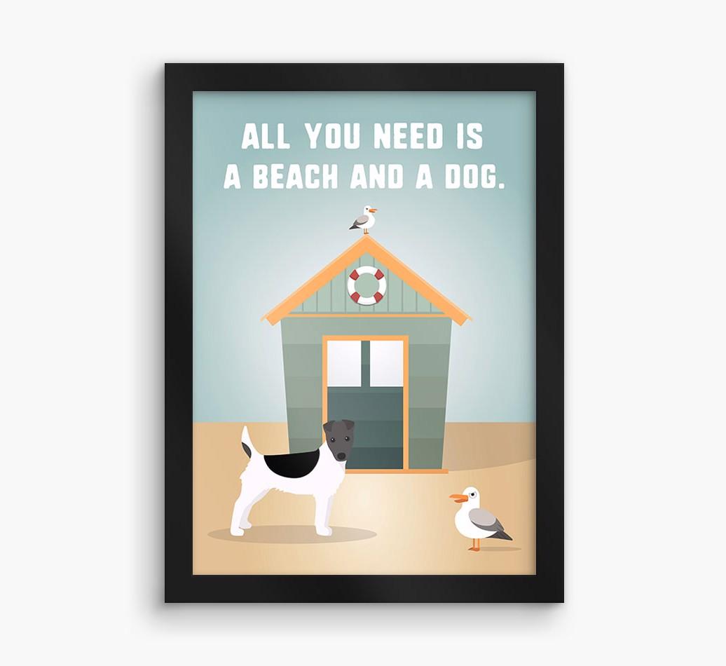 'Beach and a Dog' Print with {breedFullName} Icon