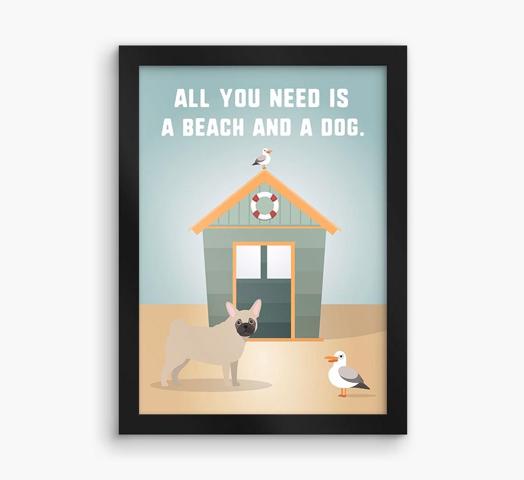 'Beach and a Dog' Print with {breedFullName} Icon