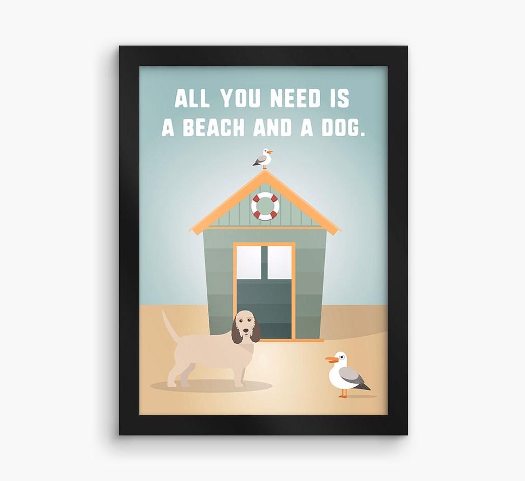'Beach and a Dog' Print with {breedFullName} Icon