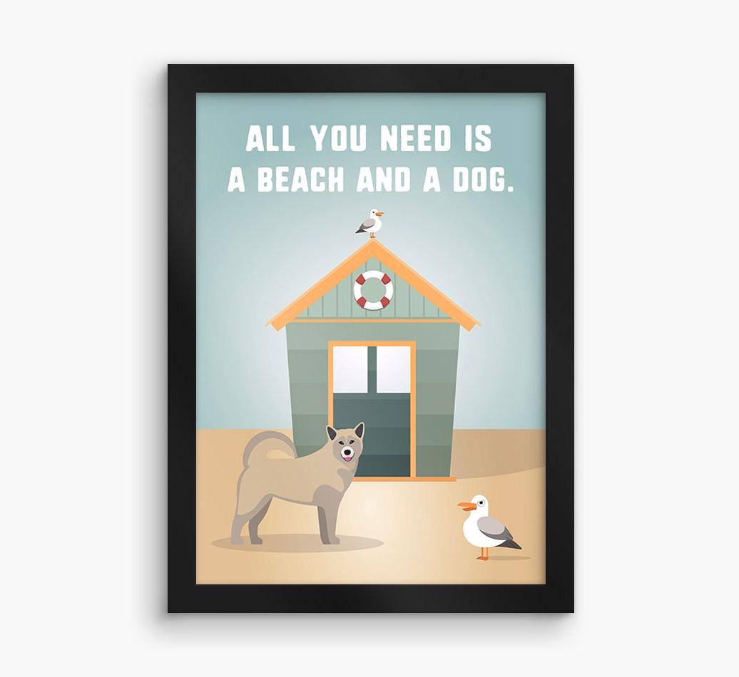 'Beach and a Dog' Print with {breedFullName} Icon