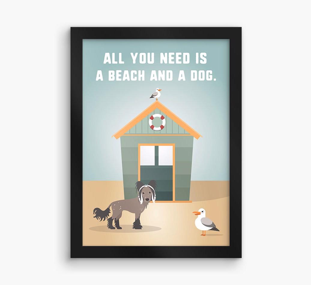 'Beach and a Dog' Print with {breedFullName} Icon