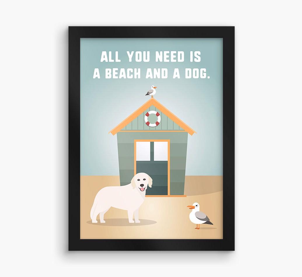 'Beach and a Dog' Print with {breedFullName} Icon