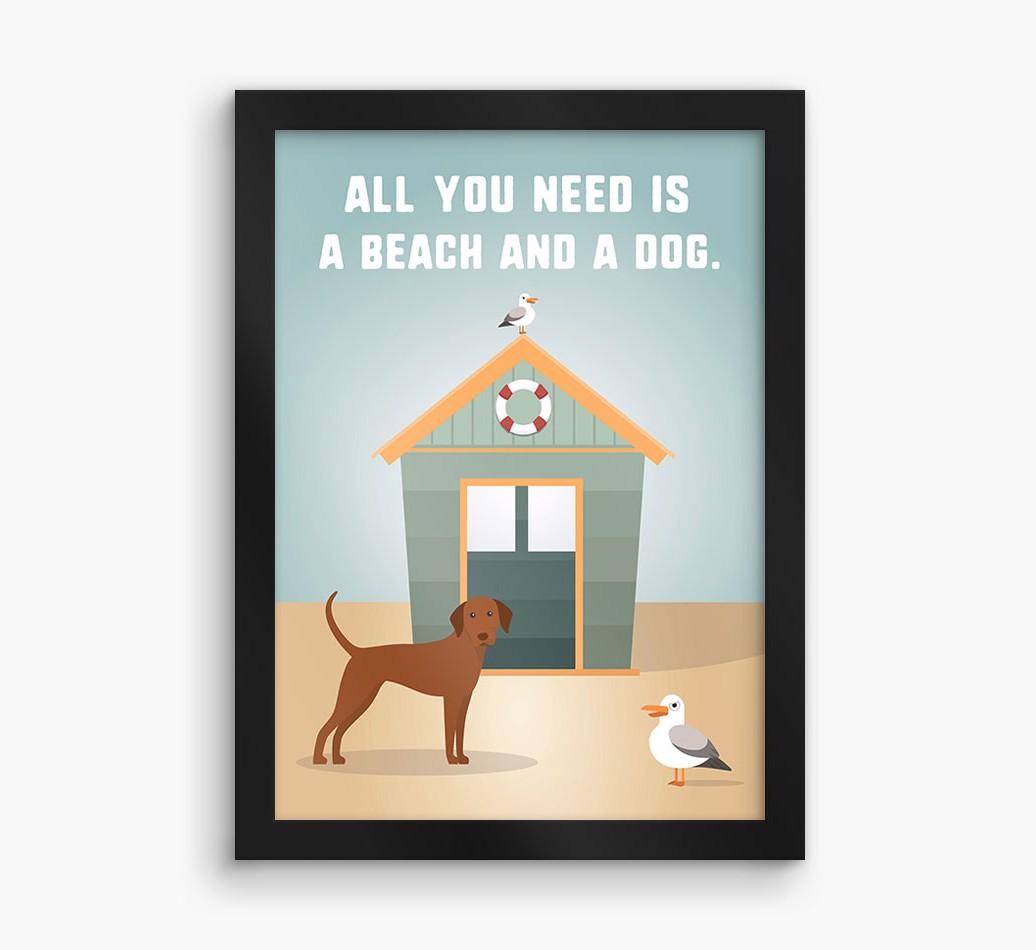 'Beach and a Dog' Print with {breedFullName} Icon