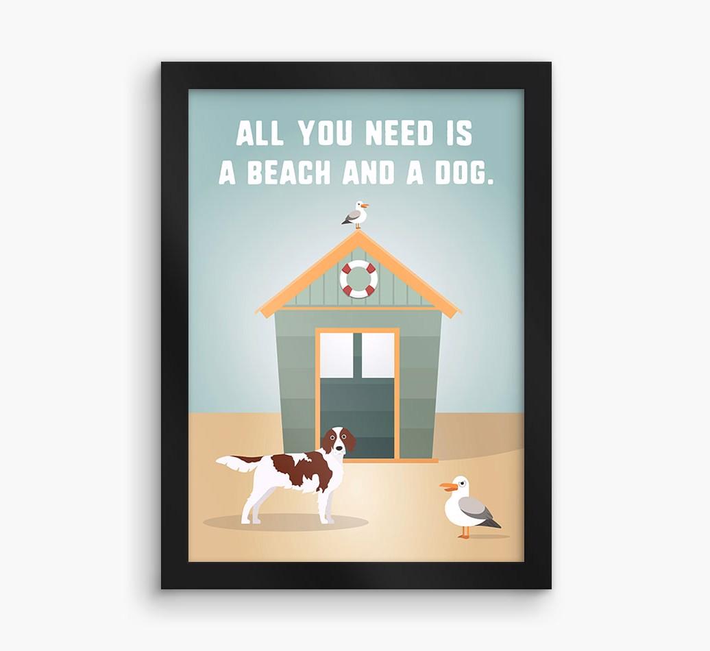 'Beach and a Dog' Print with {breedFullName} Icon