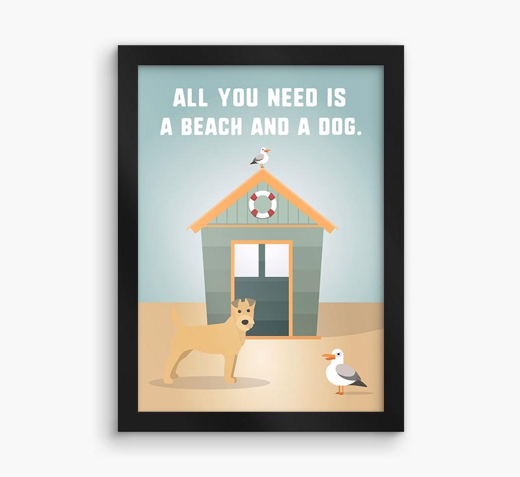 'Beach and a Dog' Print with {breedFullName} Icon