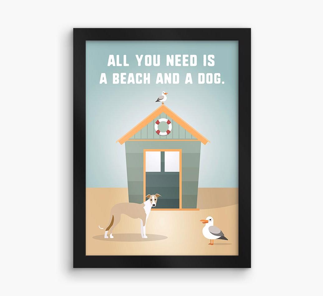 'Beach and a Dog' Print with {breedFullName} Icon