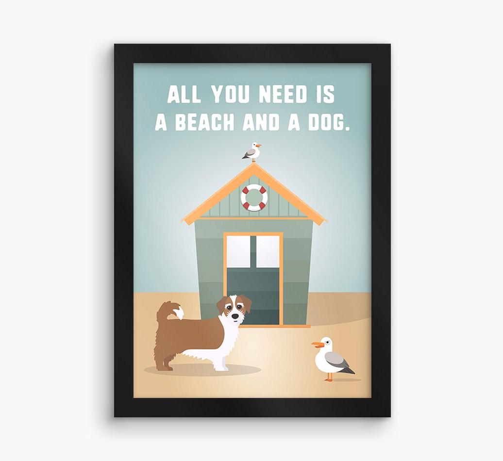 'Beach and a Dog' Print with {breedFullName} Icon