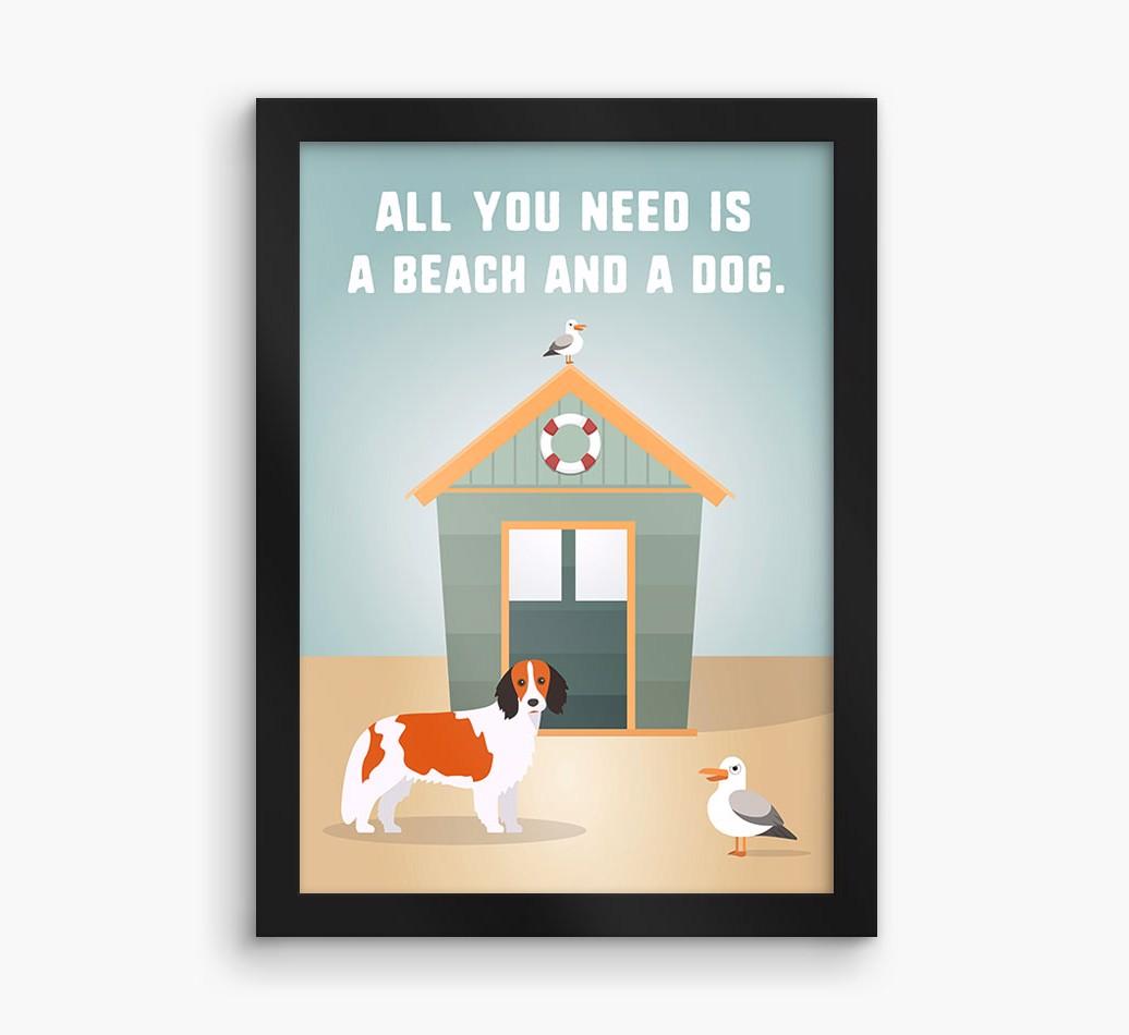 'Beach and a Dog' Print with {breedFullName} Icon