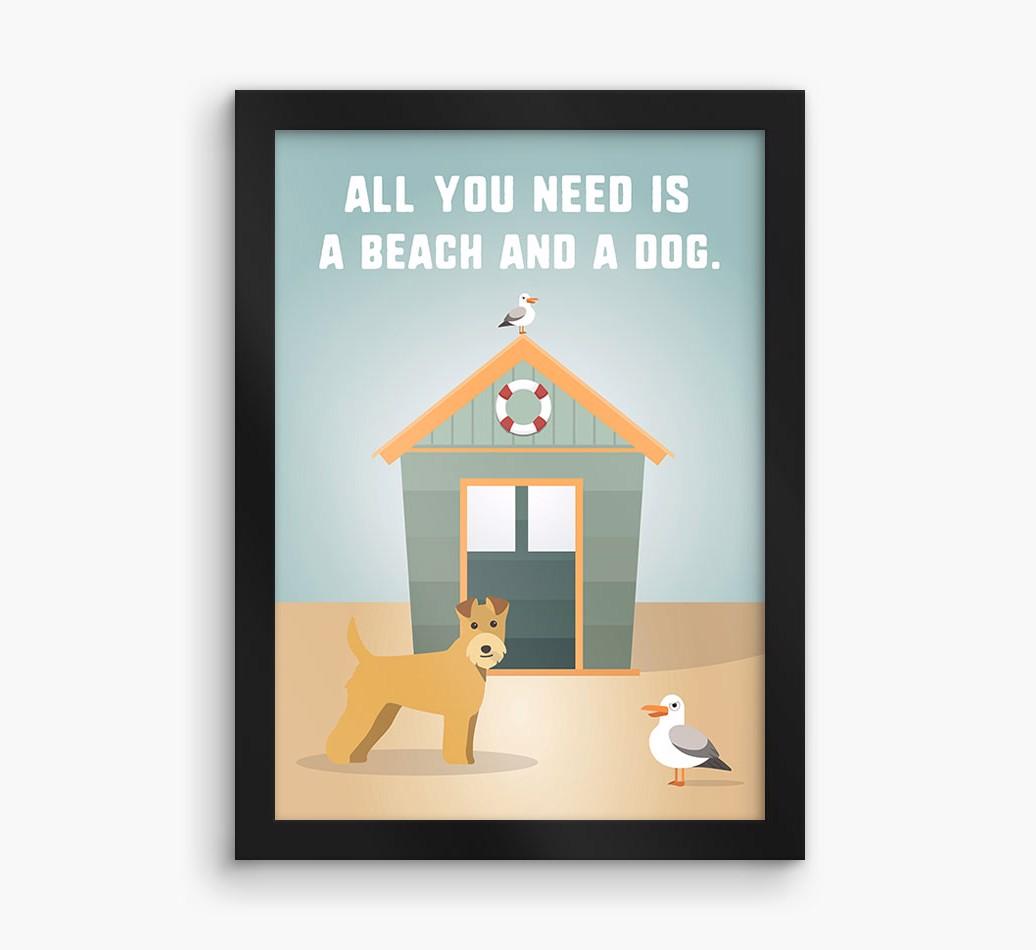 'Beach and a Dog' Print with {breedFullName} Icon