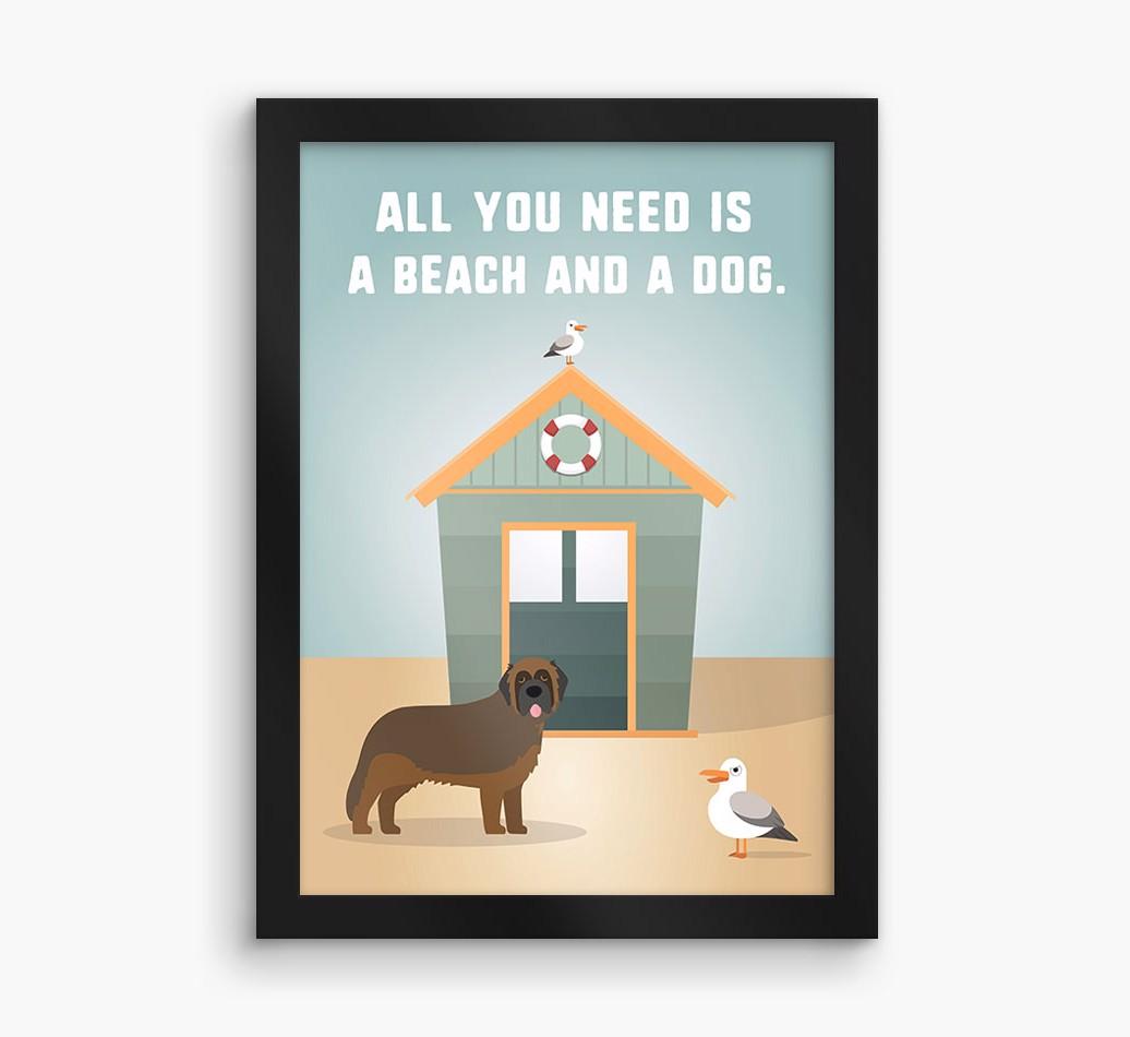 'Beach and a Dog' Print with {breedFullName} Icon