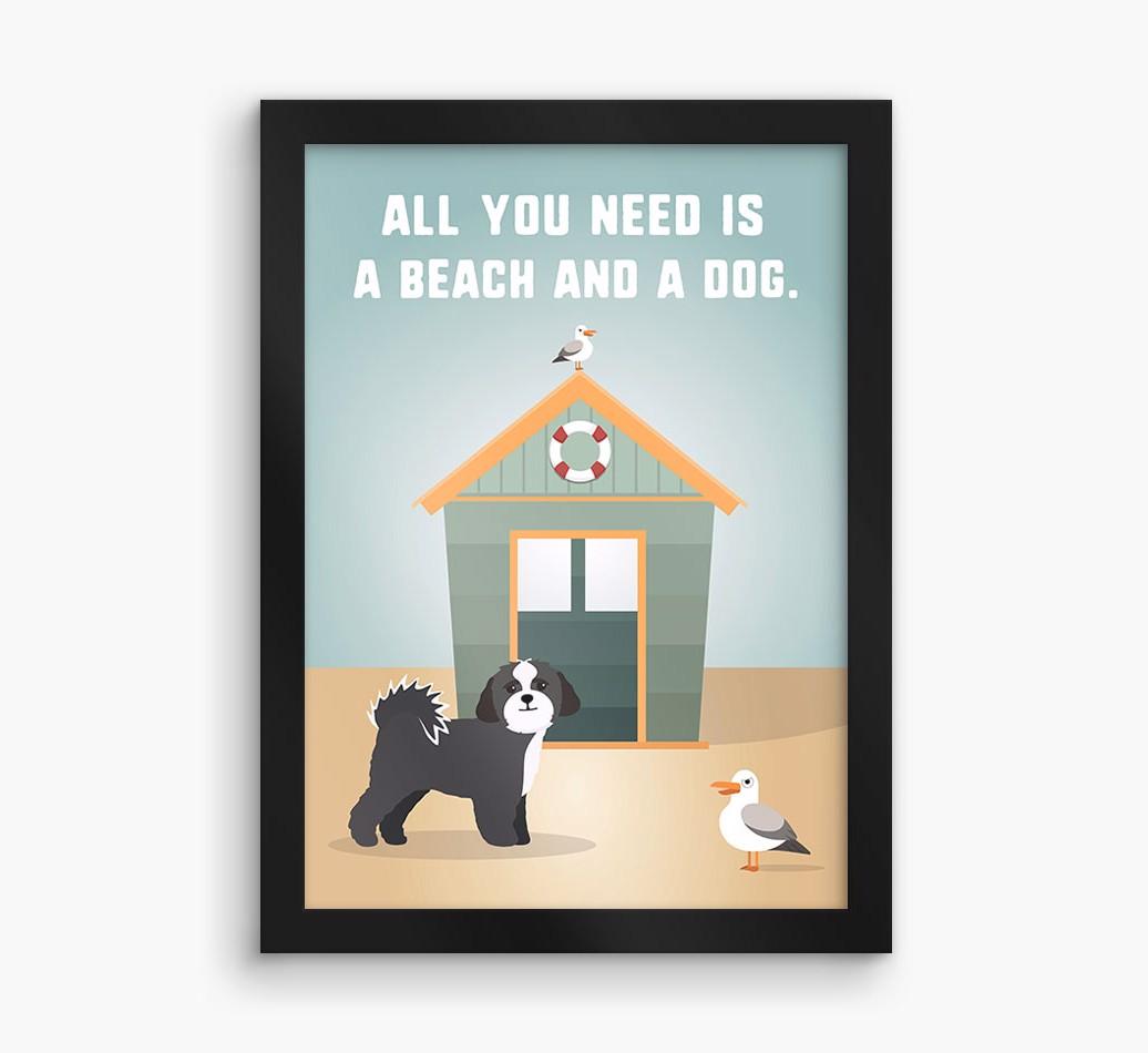 'Beach and a Dog' Print with {breedFullName} Icon