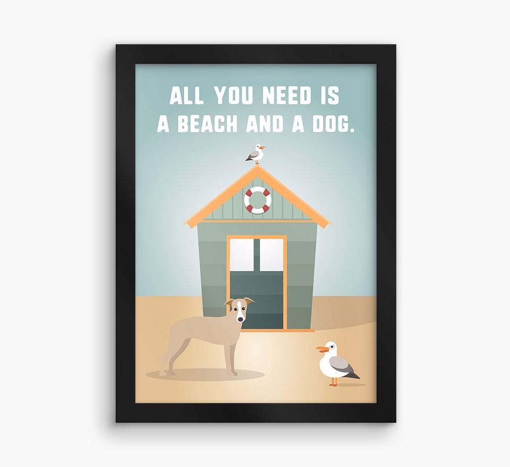 'Beach and a Dog' Print with {breedFullName} Icon