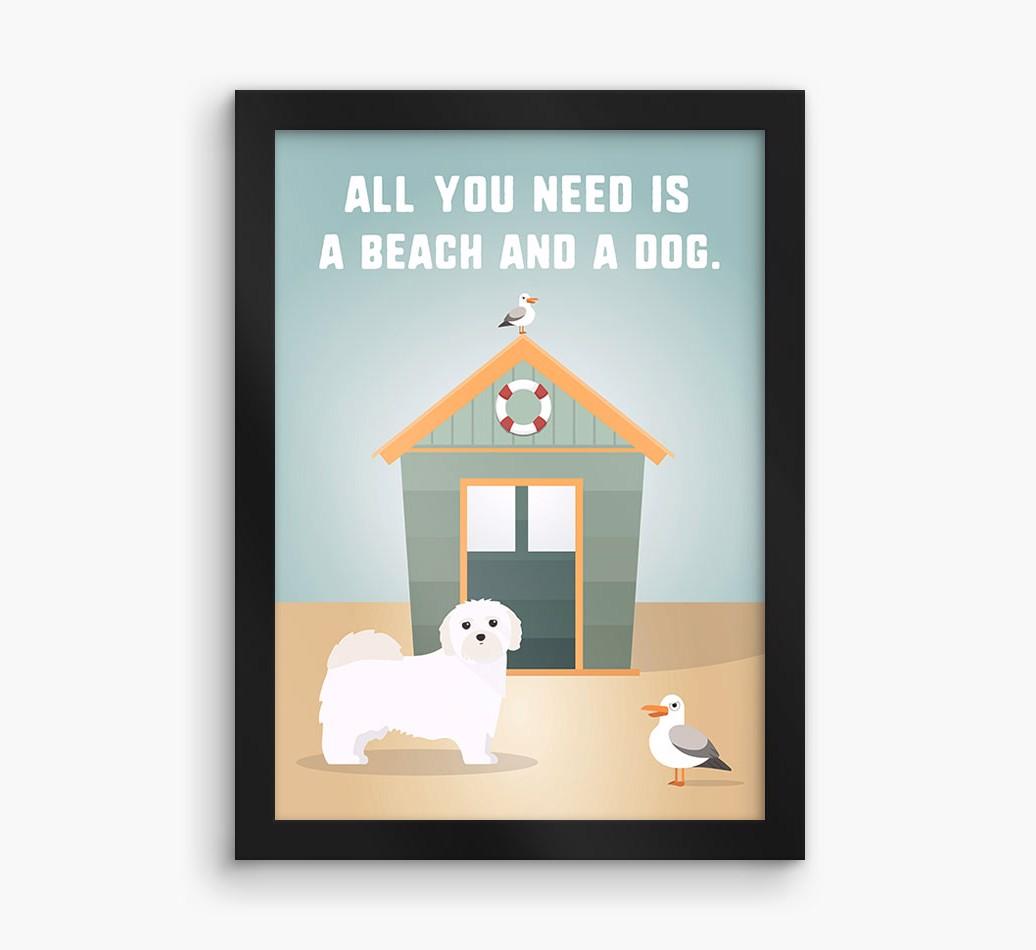 'Beach and a Dog' Print with {breedFullName} Icon