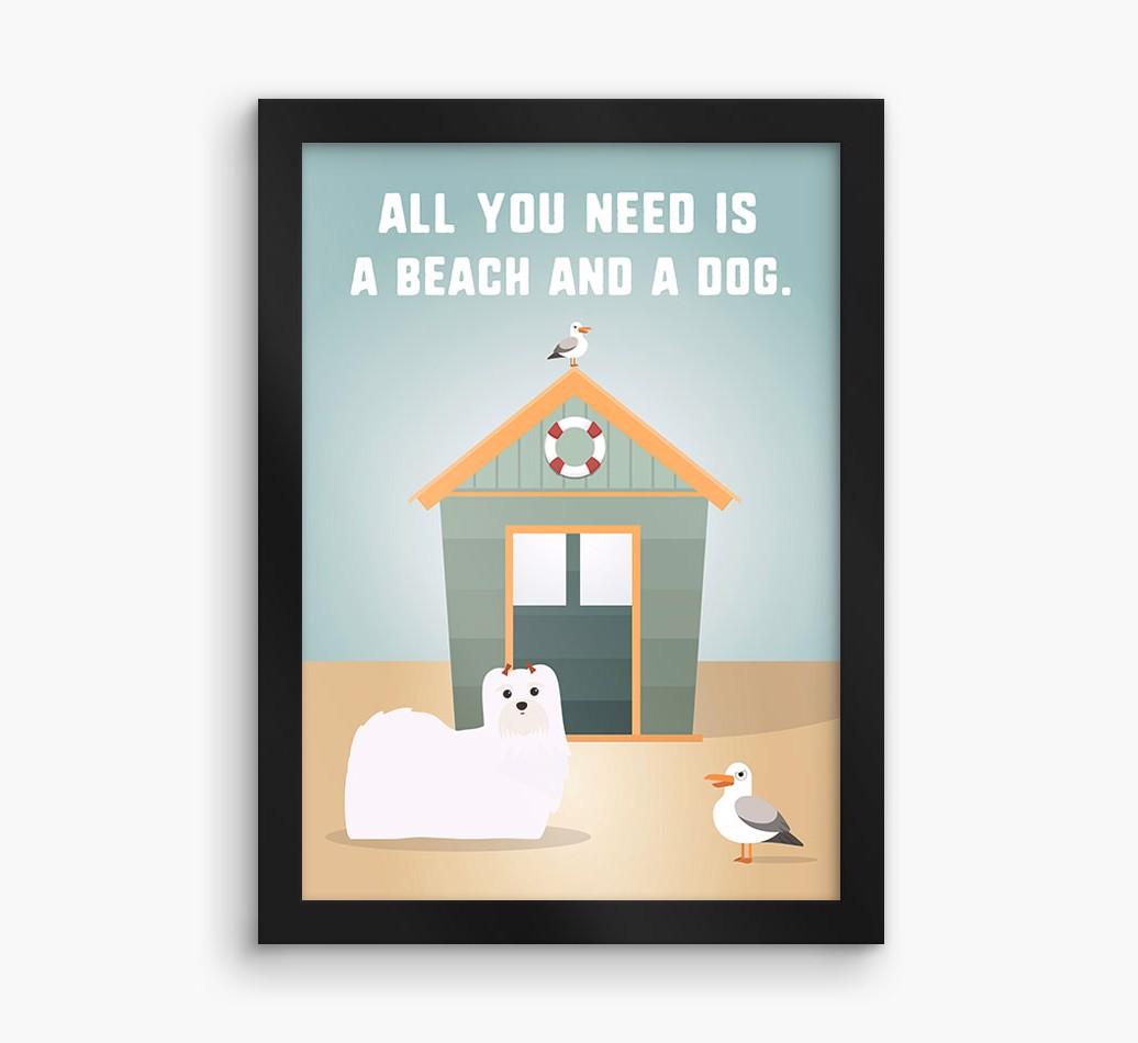 'Beach and a Dog' Print with {breedFullName} Icon