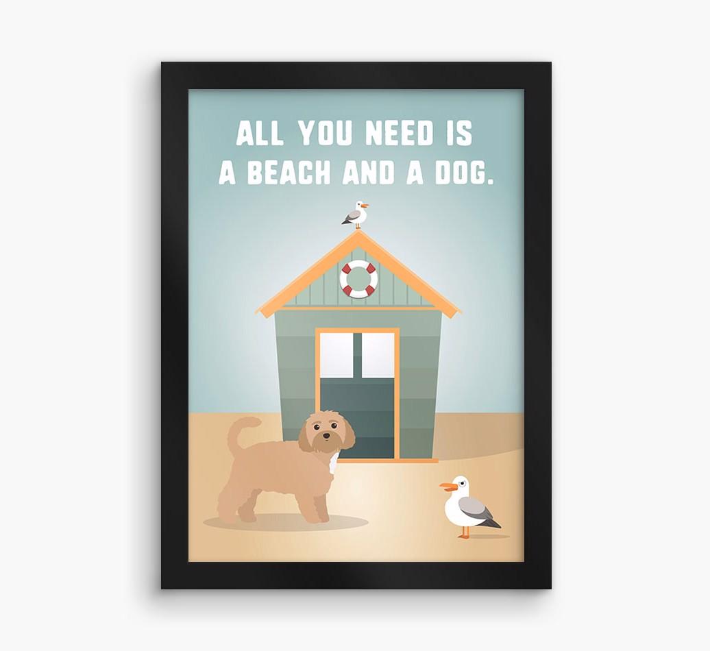 'Beach and a Dog' Print with {breedFullName} Icon