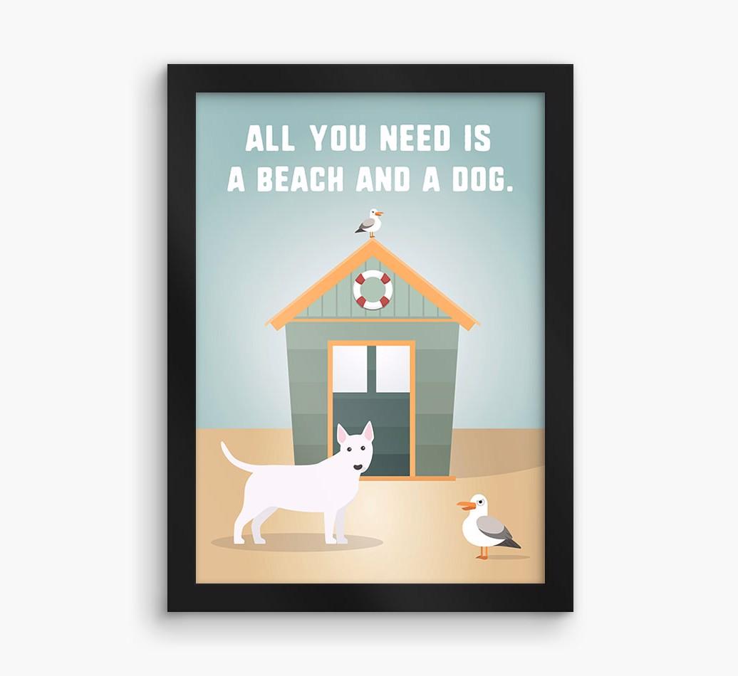 'Beach and a Dog' Print with {breedFullName} Icon