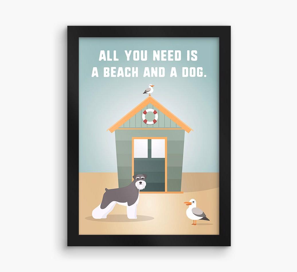 'Beach and a Dog' Print with {breedFullName} Icon