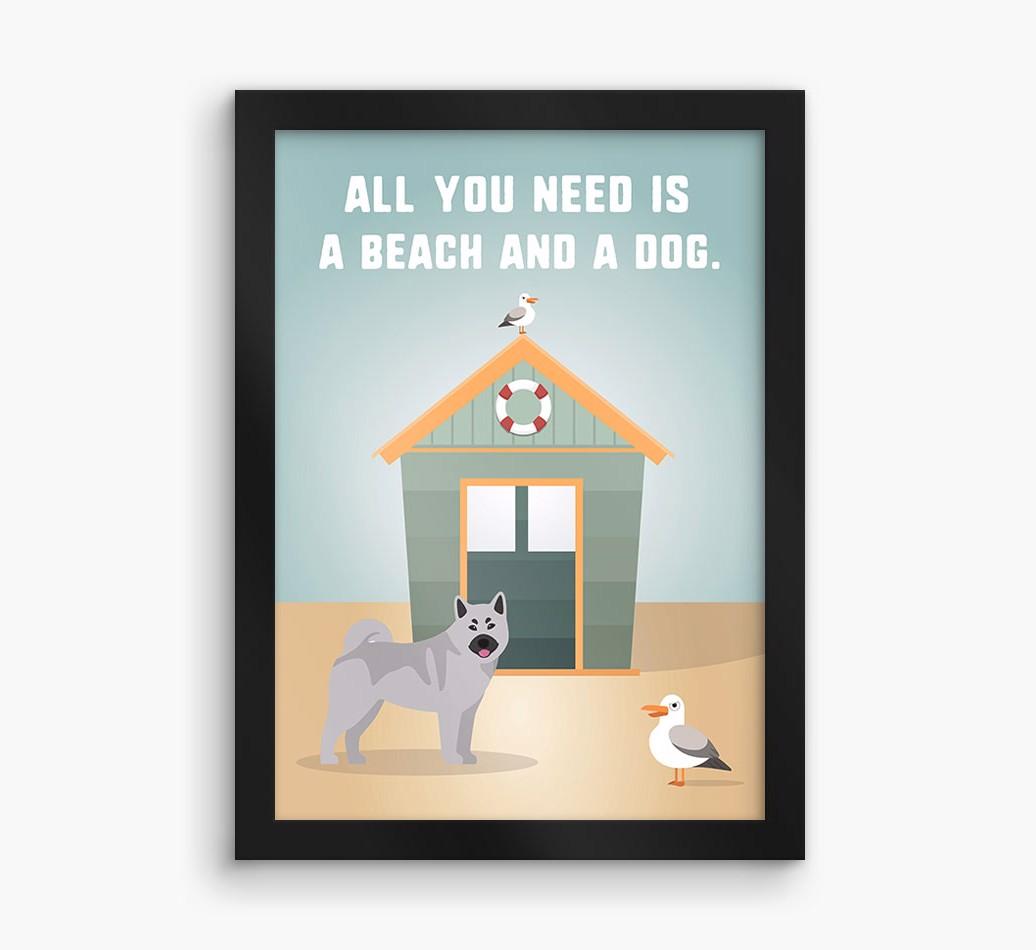 'Beach and a Dog' Print with {breedFullName} Icon