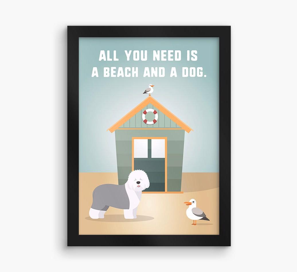 'Beach and a Dog' Print with {breedFullName} Icon