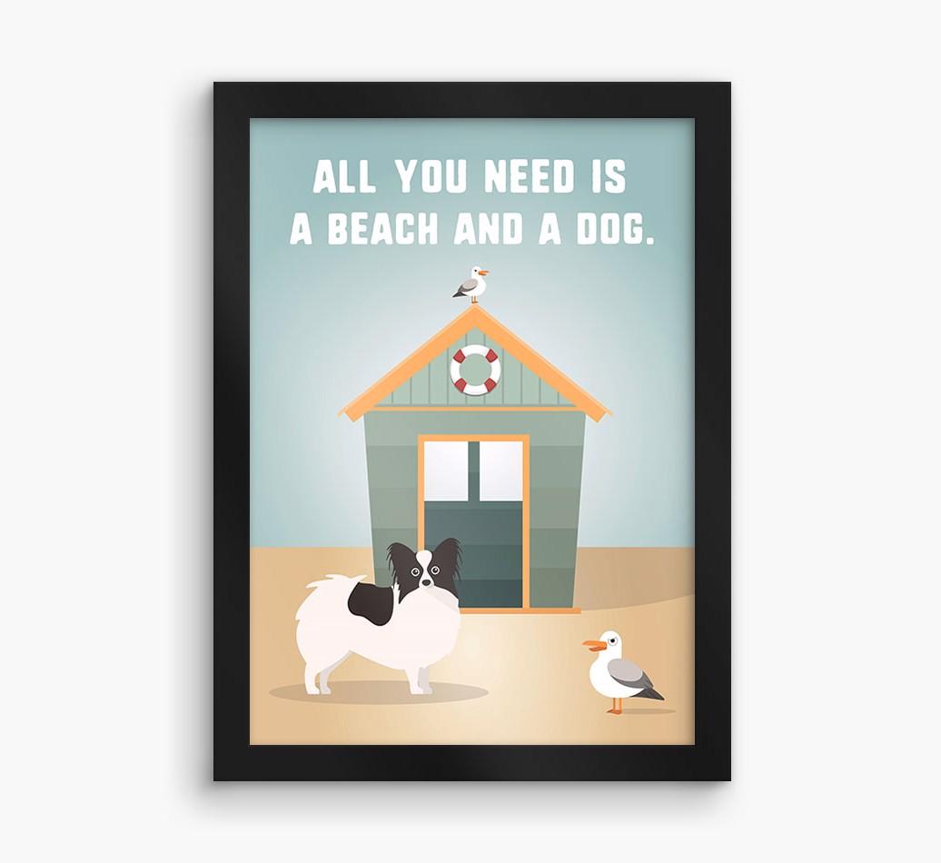 'Beach and a Dog' Print with {breedFullName} Icon