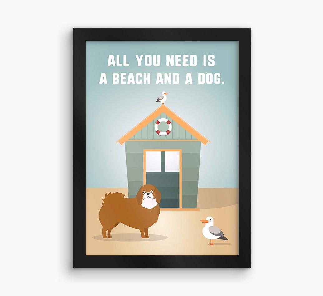 'Beach and a Dog' Print with {breedFullName} Icon