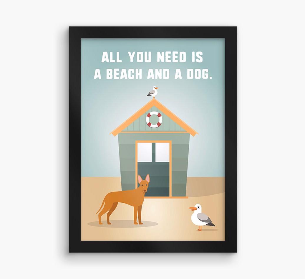 'Beach and a Dog' Print with {breedFullName} Icon