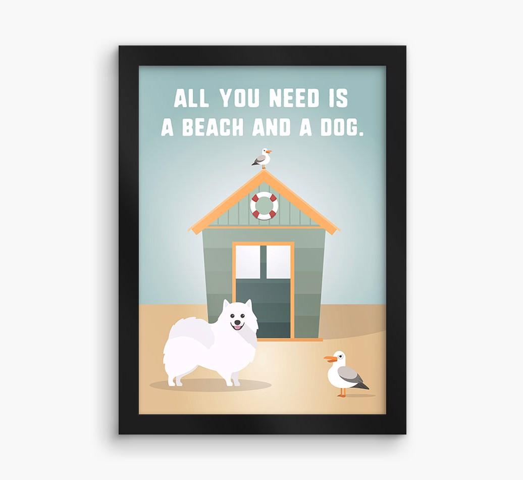 'Beach and a Dog' Print with {breedFullName} Icon