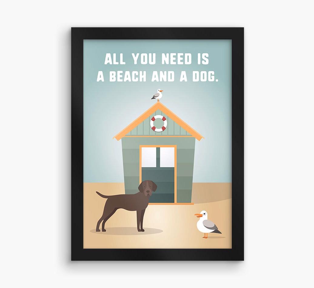 'Beach and a Dog' Print with {breedFullName} Icon