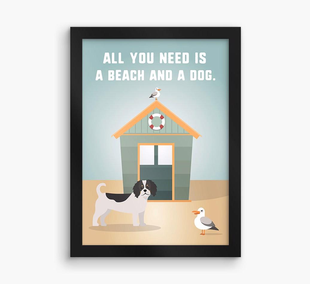 'Beach and a Dog' Print with {breedFullName} Icon