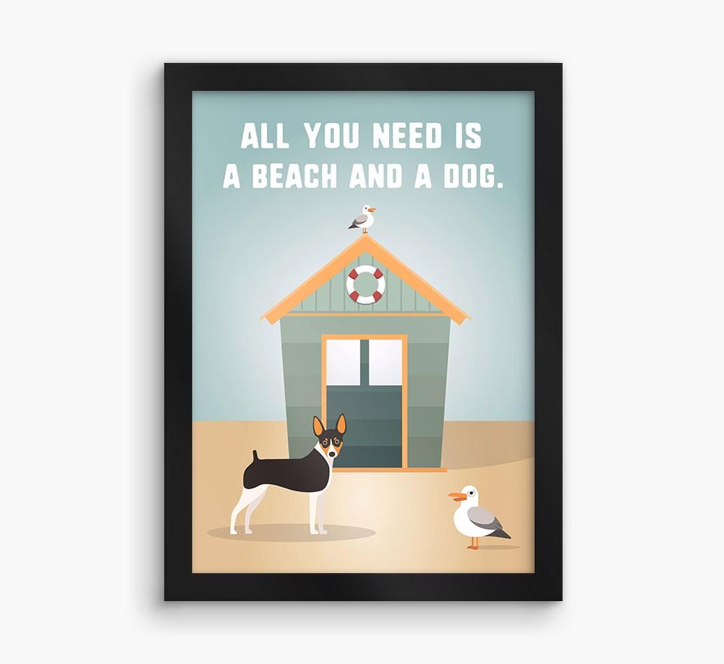 'Beach and a Dog' Print with {breedFullName} Icon