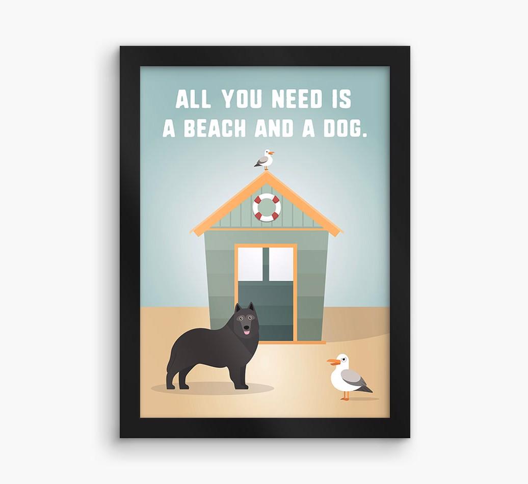 'Beach and a Dog' Print with {breedFullName} Icon