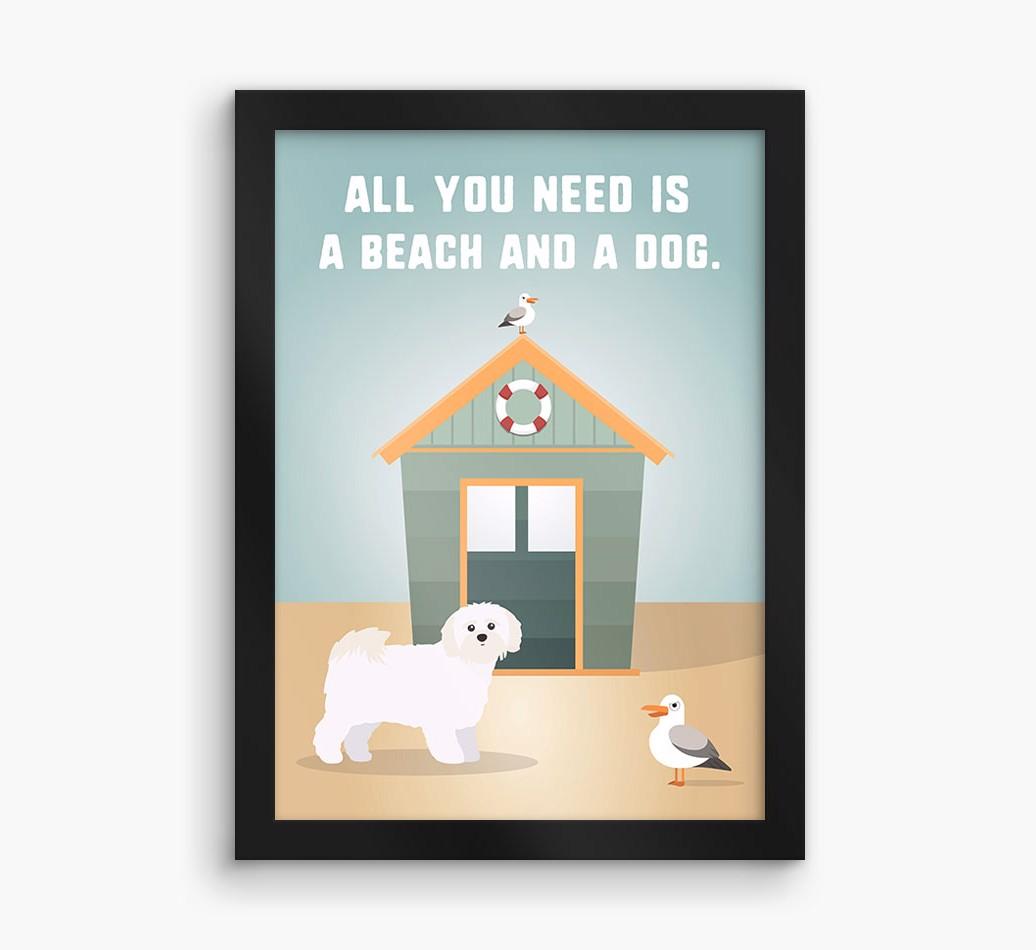 'Beach and a Dog' Print with {breedFullName} Icon