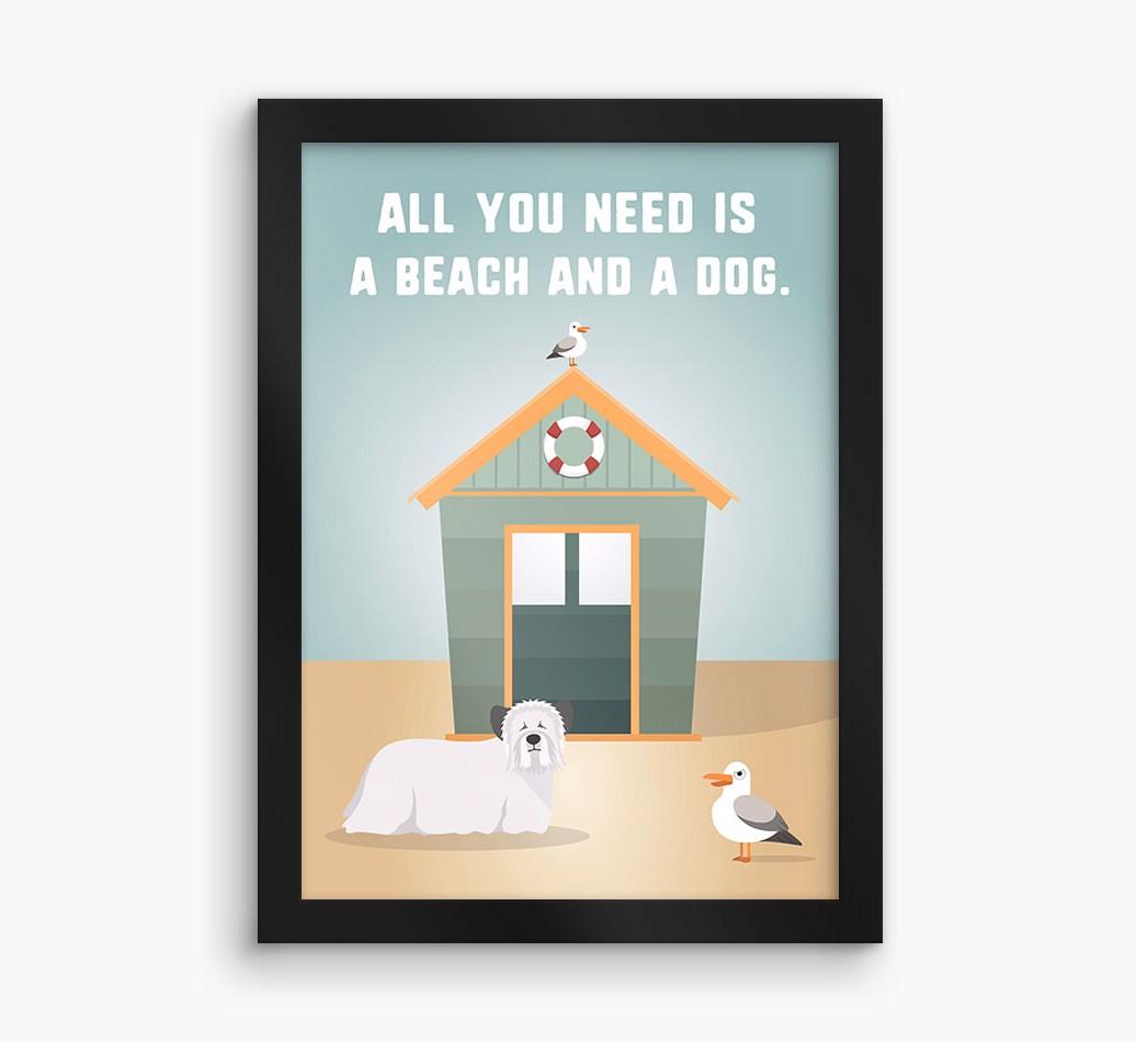 'Beach and a Dog' Print with {breedFullName} Icon