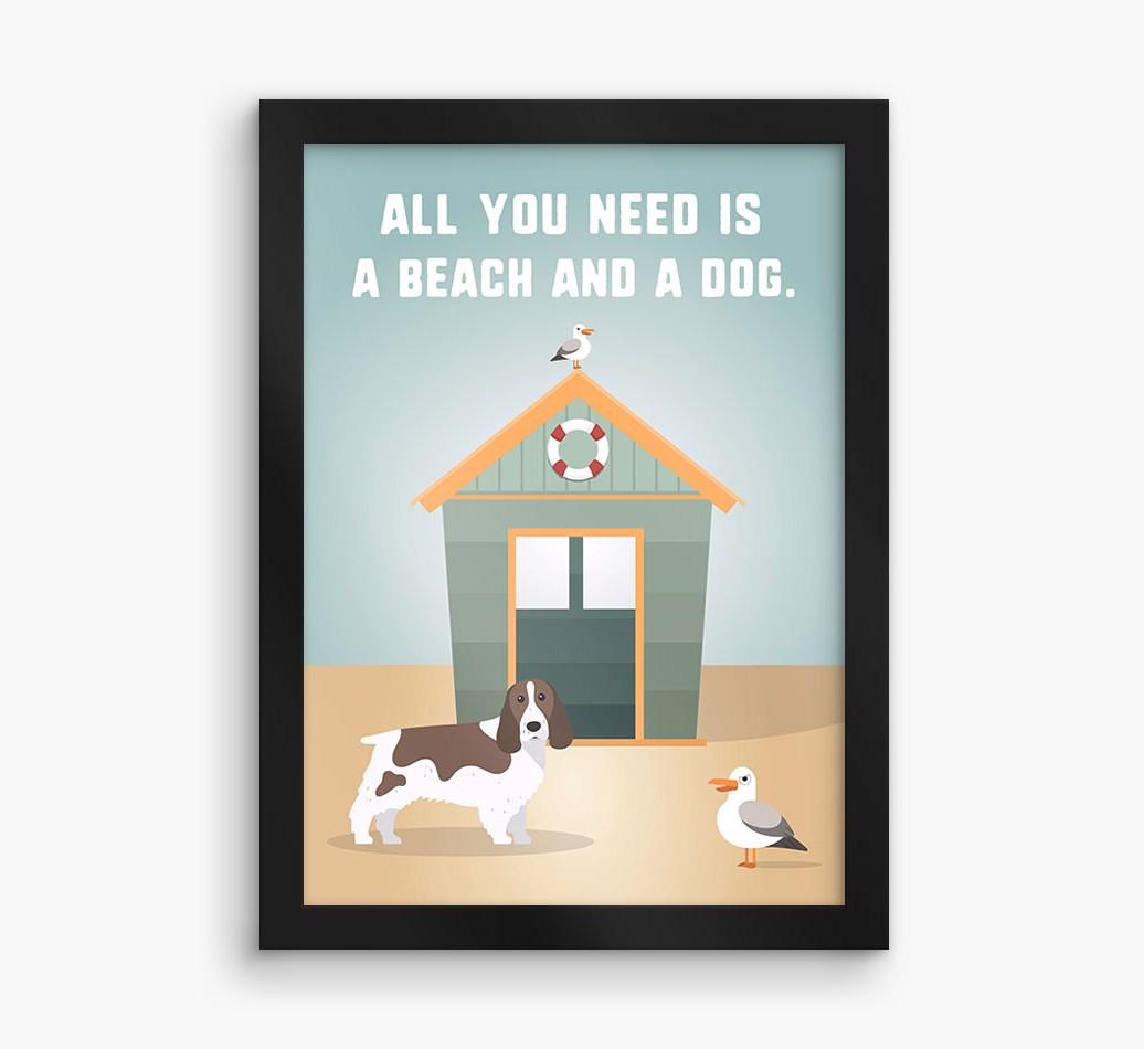 'Beach and a Dog' Print with {breedFullName} Icon