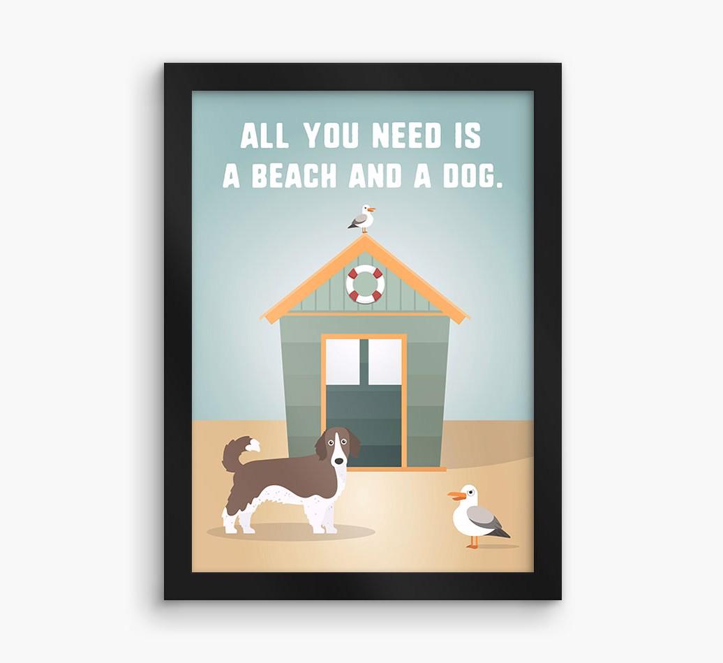 'Beach and a Dog' Print with {breedFullName} Icon