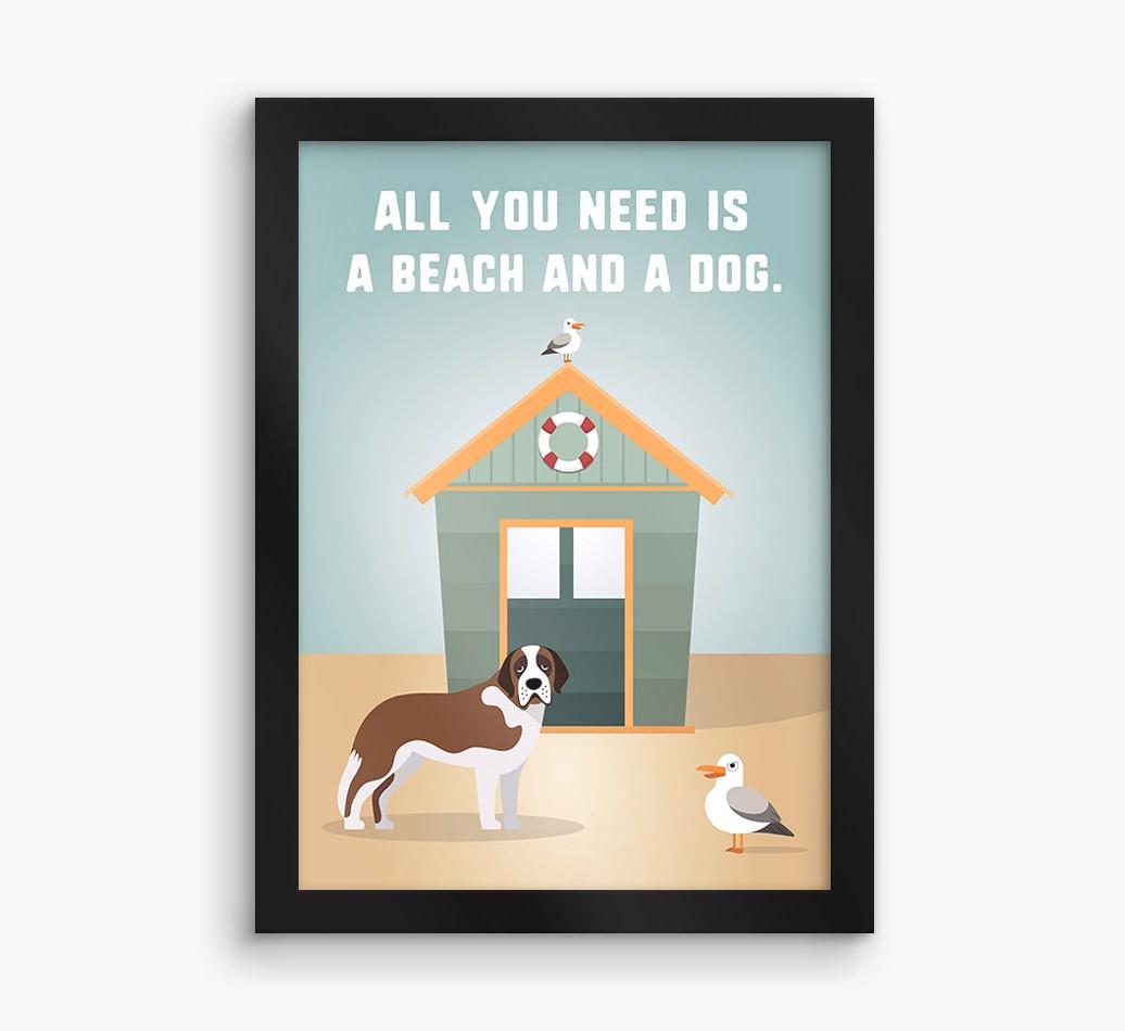 'Beach and a Dog' Print with {breedFullName} Icon